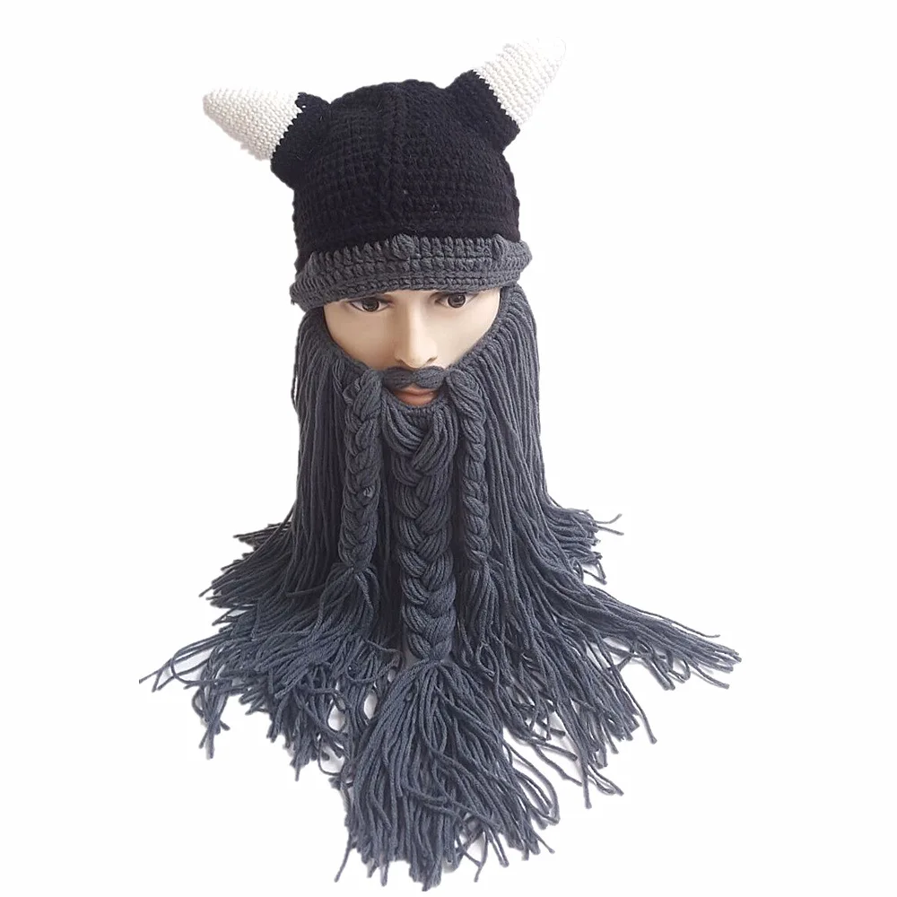Есенно-зимна шапка-мегафон на Хелоуин, мъжки и женски маски, забавна шапка викинга с голяма брада . ' - ' . 1