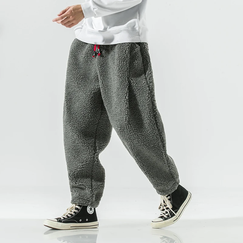 2023 Зимни Изолирана панталони Мъжки Топли Модерен Ретро Дебели панталони от вълна от овце Мъжки Градинска облекло за Хип-хоп Преки Свободни панталони, Мъжки панталони . ' - ' . 1