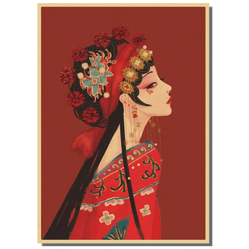 Китайската култура, оперен герой, плакат на крафт хартия, стенни артистични щампи, Стенописи, интериор за спални, коридор, спалня, всекидневна, Подаръци . ' - ' . 2
