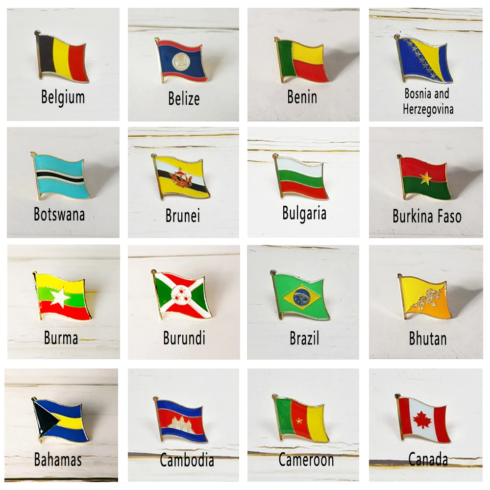 Метална икона на националния флаг на ревера, икона на страната, Цял свят Белгия, България, Бразилия, Камбоджа Канада Бутан Босна и Херцеговина . ' - ' . 0
