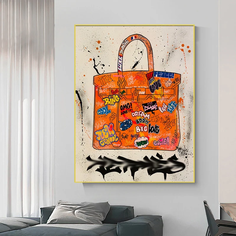 Модерна чанта с дръжка, художествена картина върху платно, улични графити, художествени плакати и щампи, модерна стенни живопис, декорация за дома в хола . ' - ' . 0