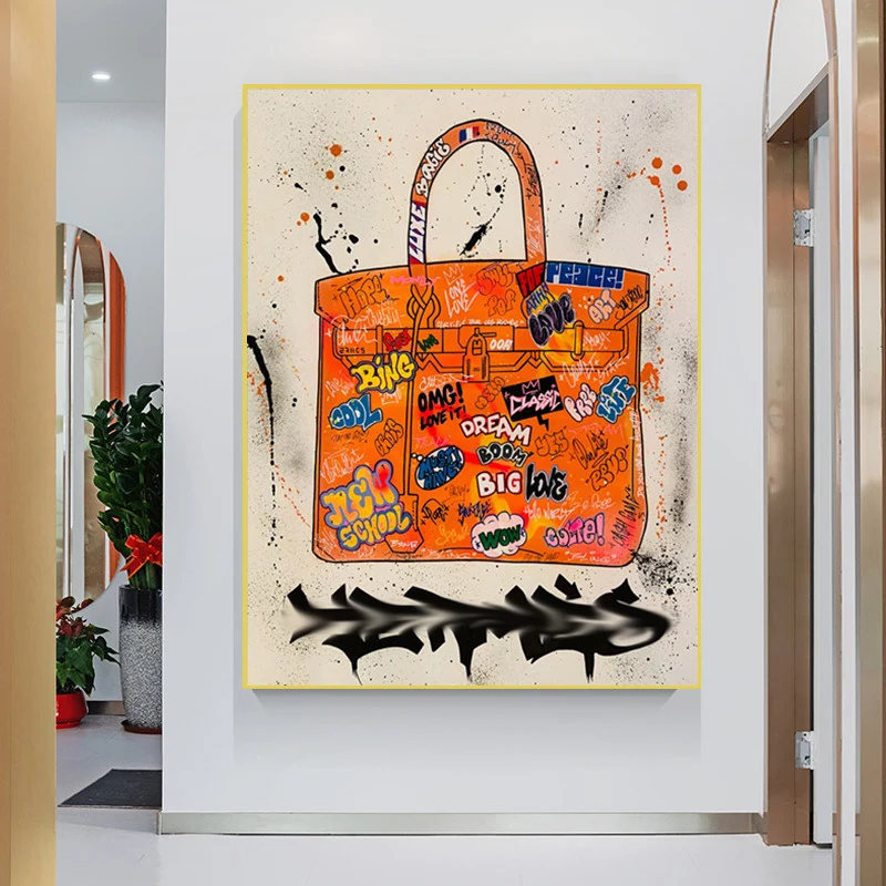 Модерна чанта с дръжка, художествена картина върху платно, улични графити, художествени плакати и щампи, модерна стенни живопис, декорация за дома в хола . ' - ' . 1