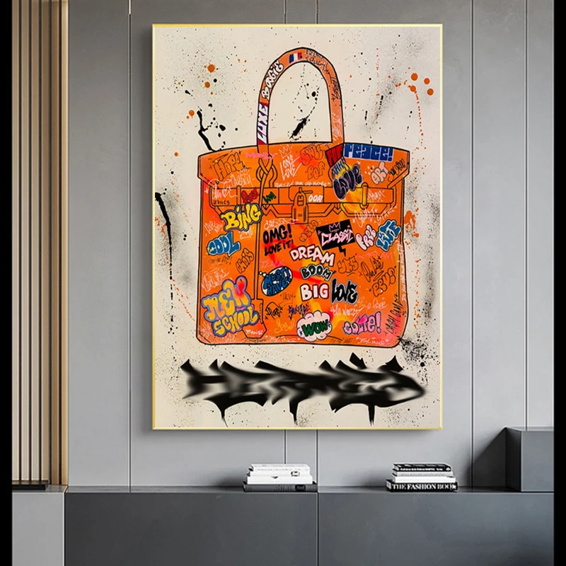 Модерна чанта с дръжка, художествена картина върху платно, улични графити, художествени плакати и щампи, модерна стенни живопис, декорация за дома в хола . ' - ' . 2