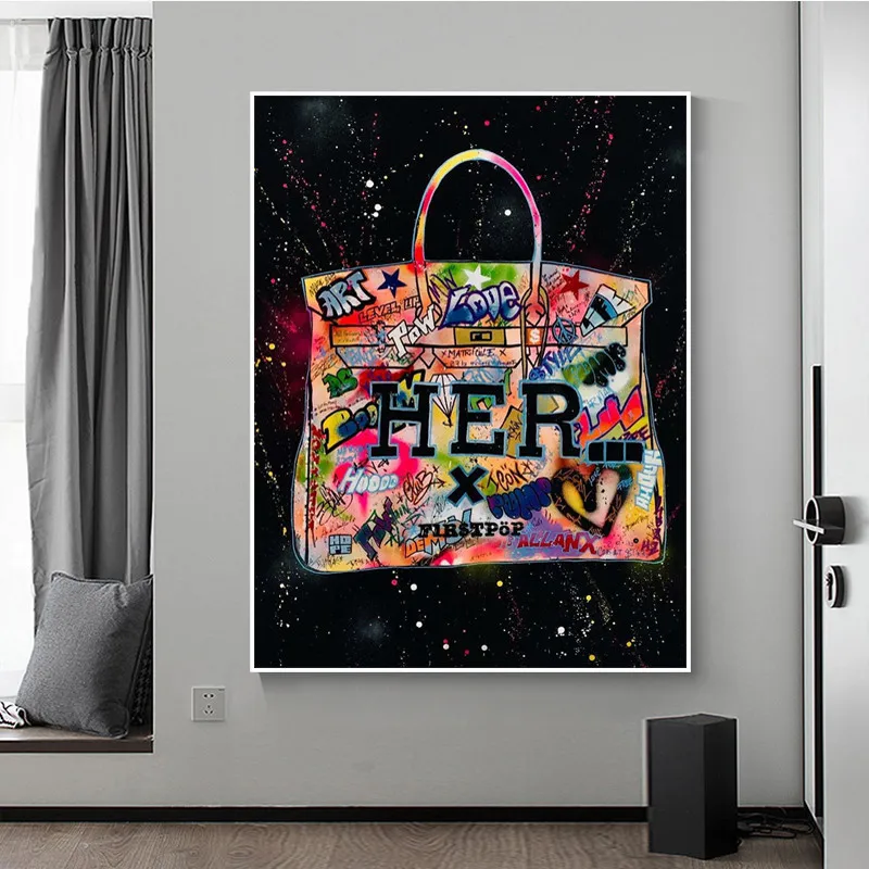 Модерна чанта с дръжка, художествена картина върху платно, улични графити, художествени плакати и щампи, модерна стенни живопис, декорация за дома в хола . ' - ' . 3