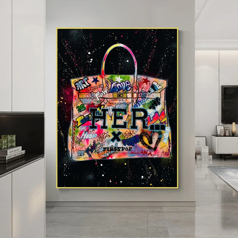 Модерна чанта с дръжка, художествена картина върху платно, улични графити, художествени плакати и щампи, модерна стенни живопис, декорация за дома в хола . ' - ' . 4