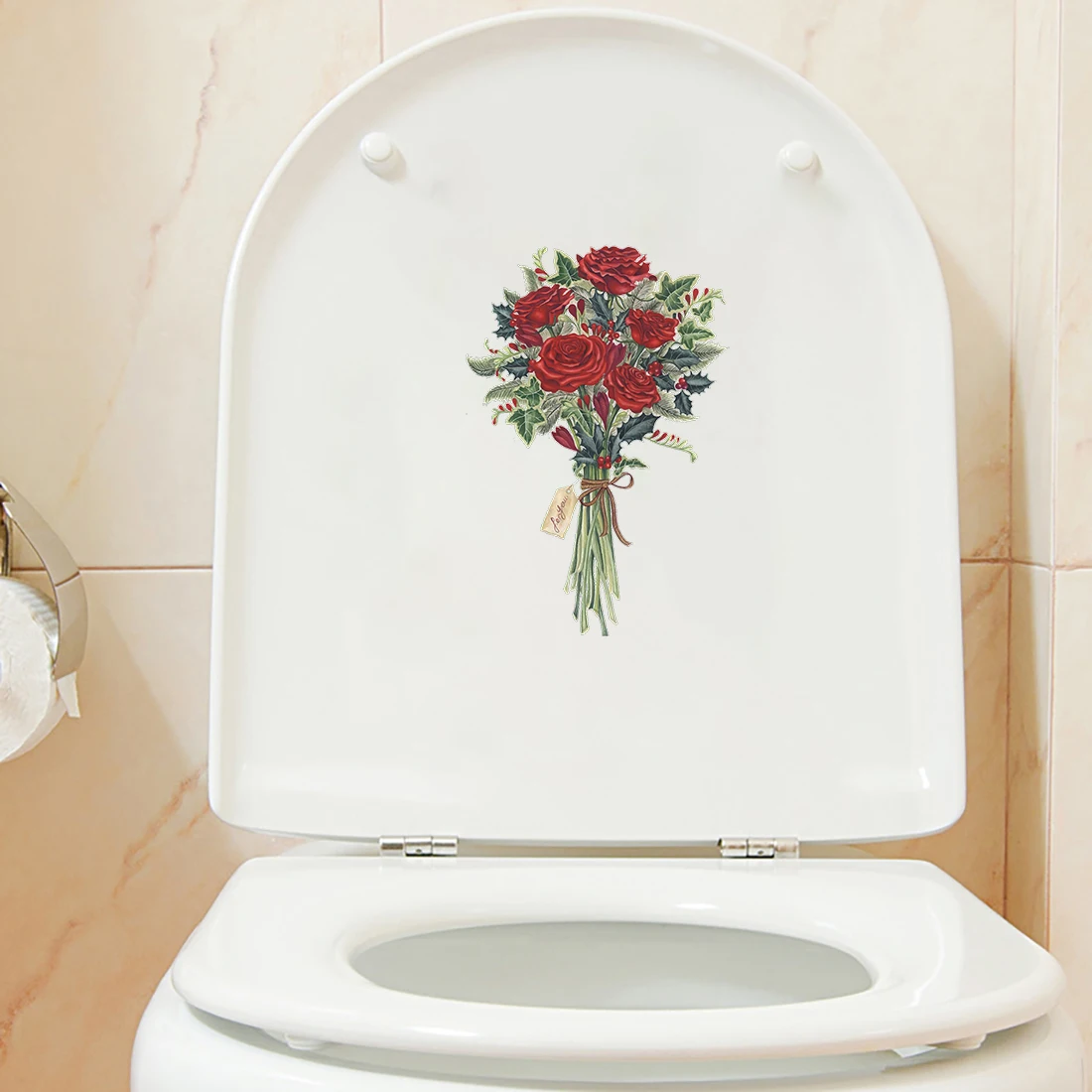 Three Ratels QCF199 Ръчно рисувани акварел букет от рози стенни стикер Изкуство за декорация на дома Стикер на тоалетна . ' - ' . 1