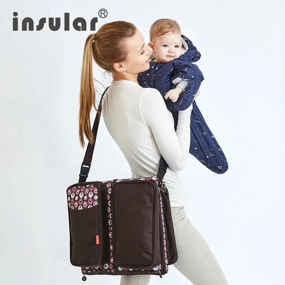 Остров Многофункционална чанта за бебешки памперси, бебешко креватче, сгъваема кошче за новородено, чанта за свободни мама на малко дете . ' - ' . 4