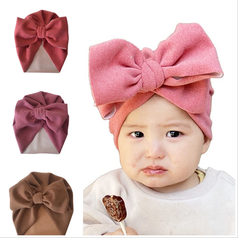 Есенно-зимни шапки от изкуствена кашмир за малки момичета, Модни шапки с лъкове ръчно изработени шапки с лък за новородени, Детска шапка . ' - ' . 1