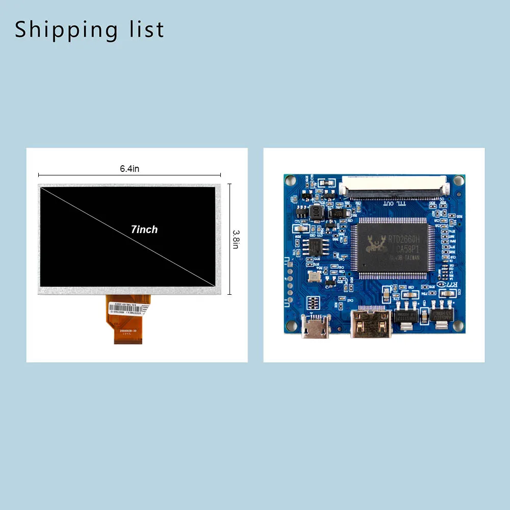 7-инчов LCD екран AT070TN90 800X480 HD MI Board Захранването на 5 vdc Без osd . ' - ' . 1