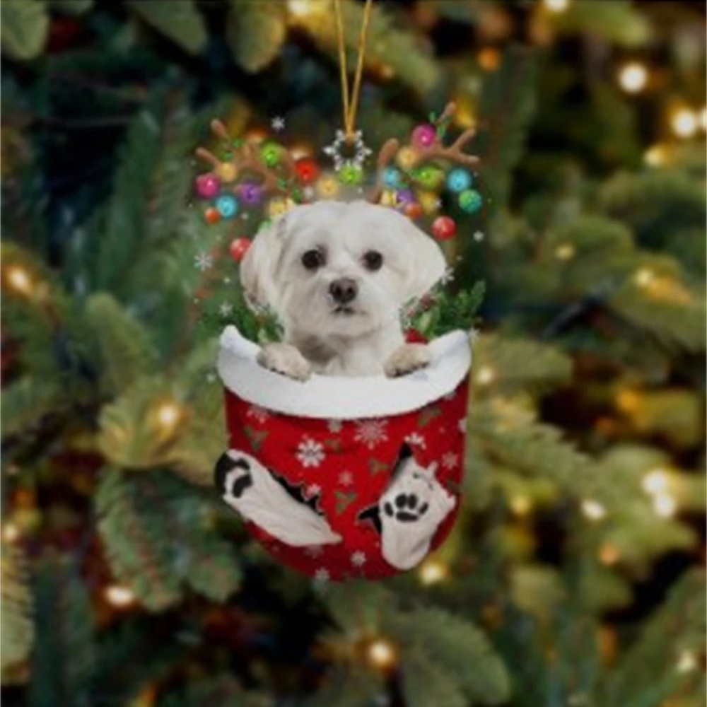1 бр. чорапи за кучета Весела Коледа, Коледни чорапи, Висулка във формата на елхи, украса за дома, Коледа нова година пакет за бонбони . ' - ' . 4