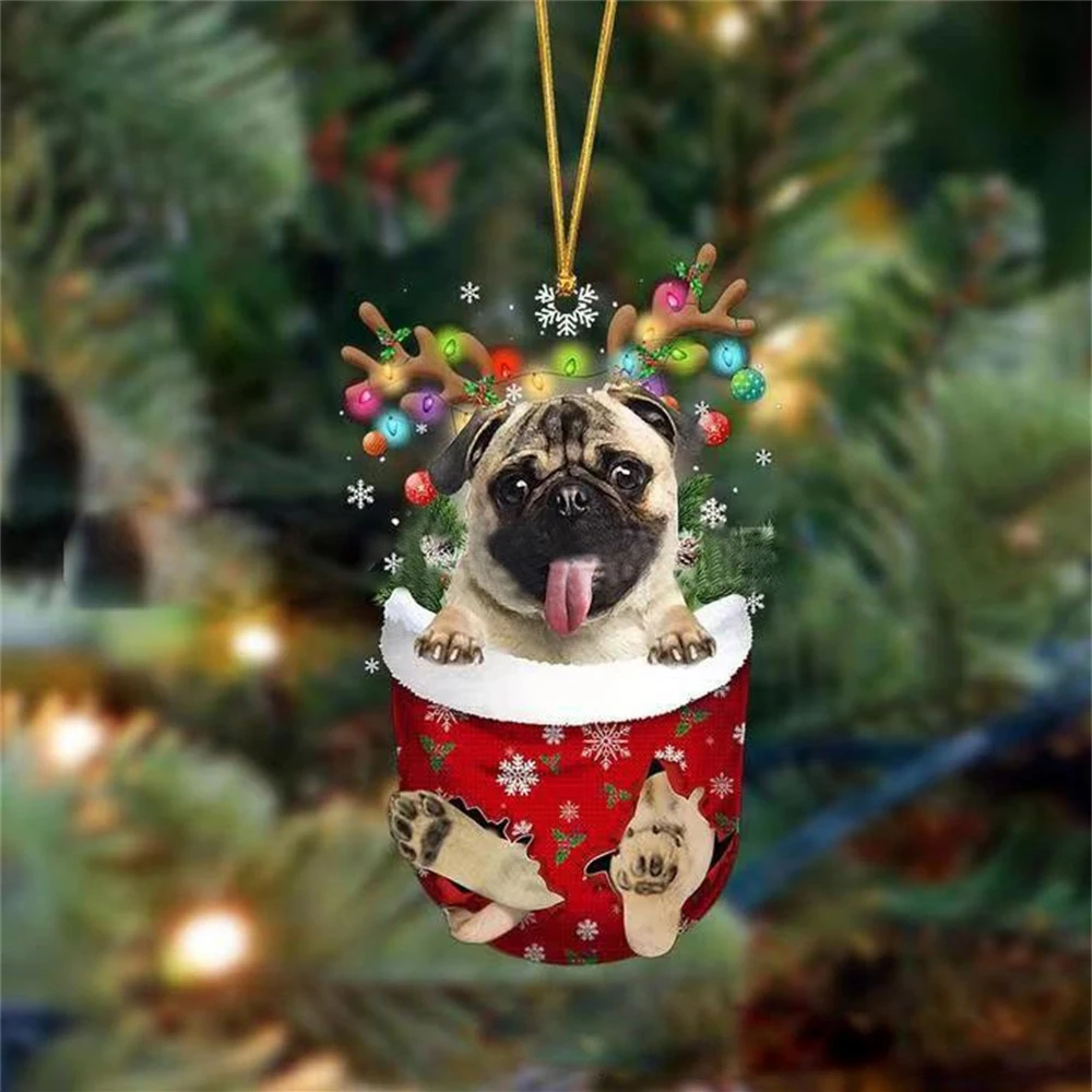 1 бр. чорапи за кучета Весела Коледа, Коледни чорапи, Висулка във формата на елхи, украса за дома, Коледа нова година пакет за бонбони . ' - ' . 5