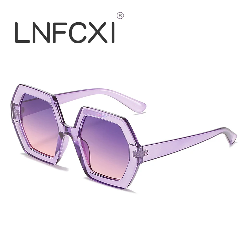 LNFCXI Лилаво градиентные Слънчеви очила, Дамски Vintage Слънчеви очила голям размер, Мъжки Маркови Дизайнерски Тенденция на цветни очила Outdoor UV400 . ' - ' . 0
