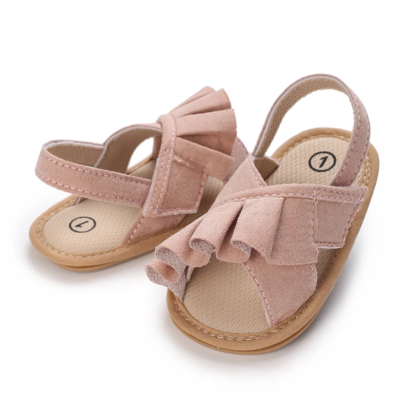 Нова детски обувки, летни дишащи сандали за момчета и момичета, обувки за бебета на равна подметка, Мека гумена подметка, устойчива на плъзгане обувки за новородени с лък . ' - ' . 3
