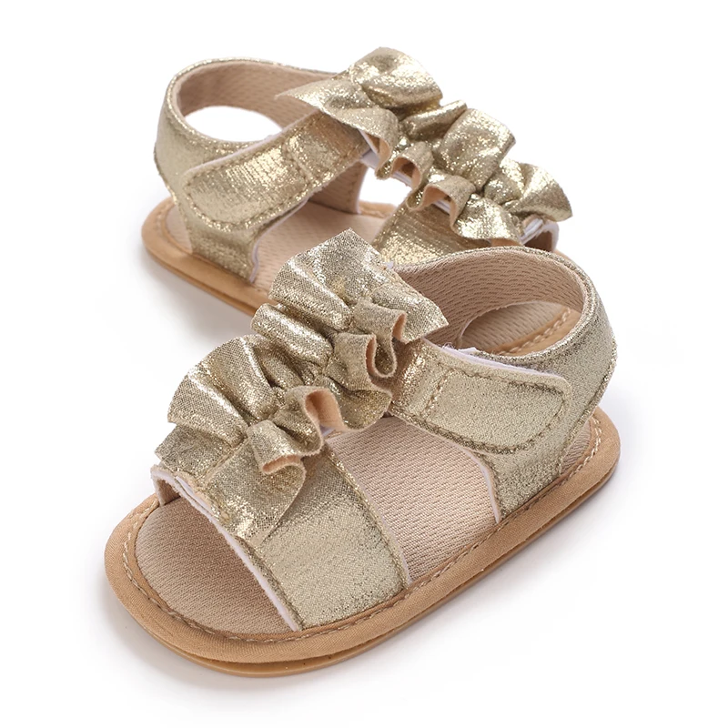 Нова детски обувки, летни дишащи сандали за момчета и момичета, обувки за бебета на равна подметка, Мека гумена подметка, устойчива на плъзгане обувки за новородени с лък . ' - ' . 4