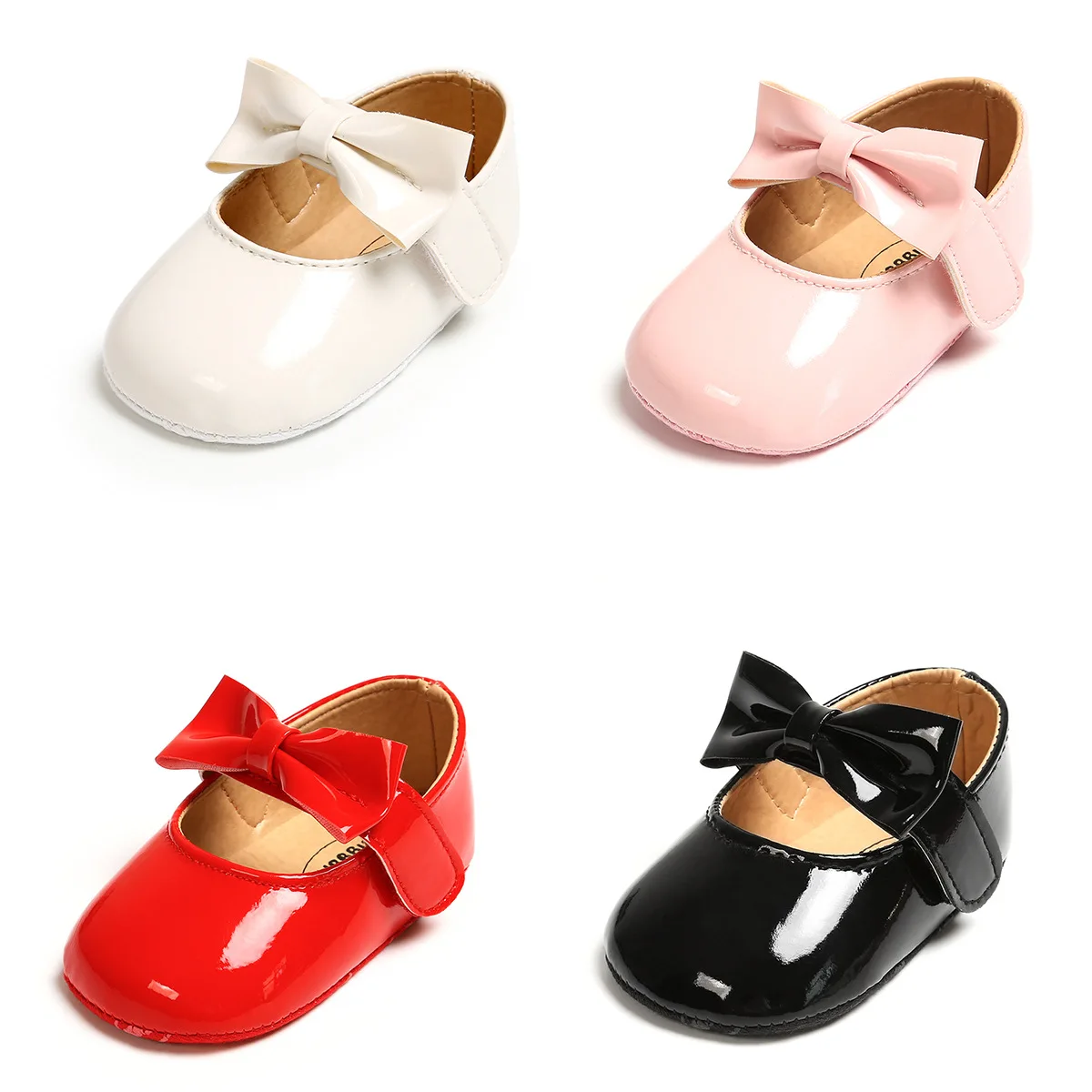 Обувки за новородено, четырехцветные класически обувки на принцесата с противоскользящим лък от изкуствена кожа, проходилки за първото дете, обувки за яслите, Мокасини . ' - ' . 0