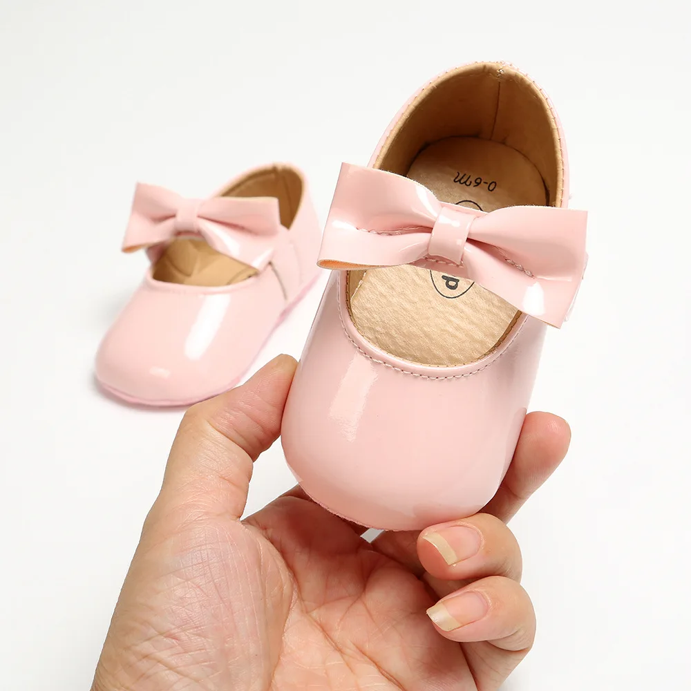 Обувки за новородено, четырехцветные класически обувки на принцесата с противоскользящим лък от изкуствена кожа, проходилки за първото дете, обувки за яслите, Мокасини . ' - ' . 1