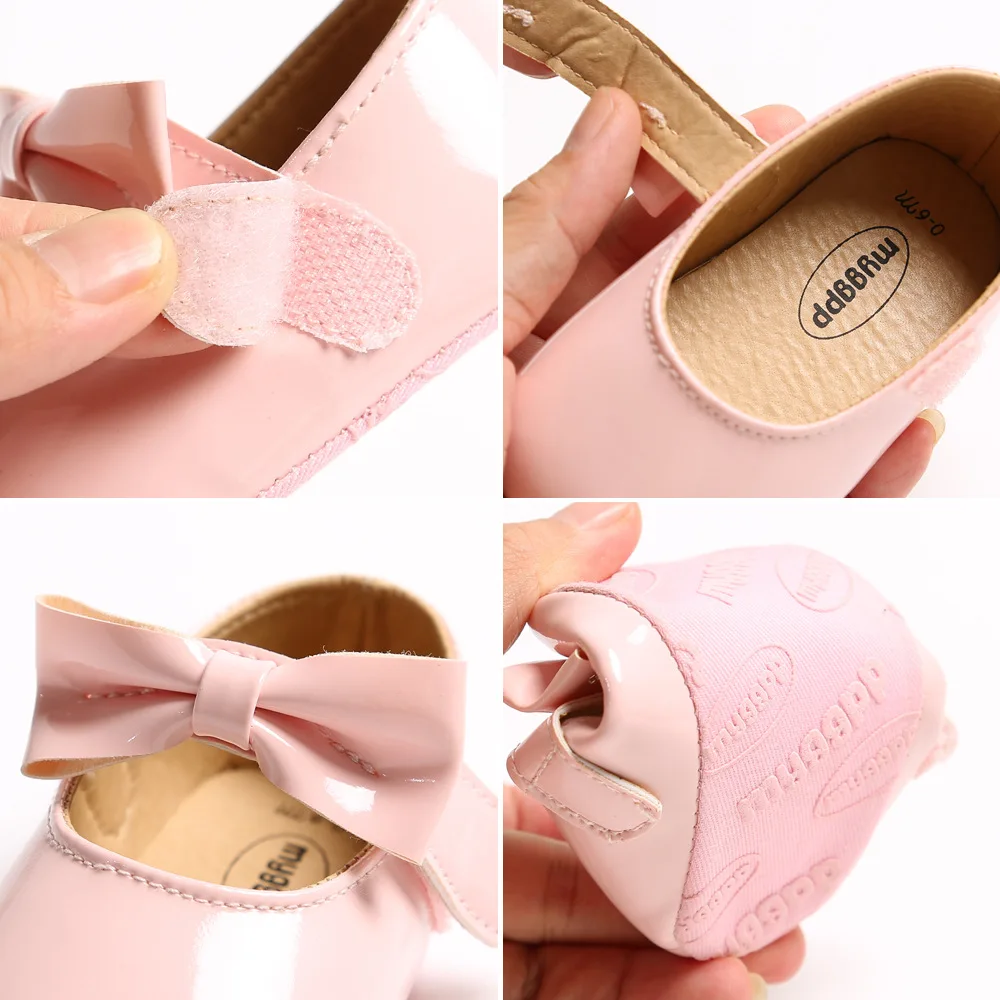 Обувки за новородено, четырехцветные класически обувки на принцесата с противоскользящим лък от изкуствена кожа, проходилки за първото дете, обувки за яслите, Мокасини . ' - ' . 5