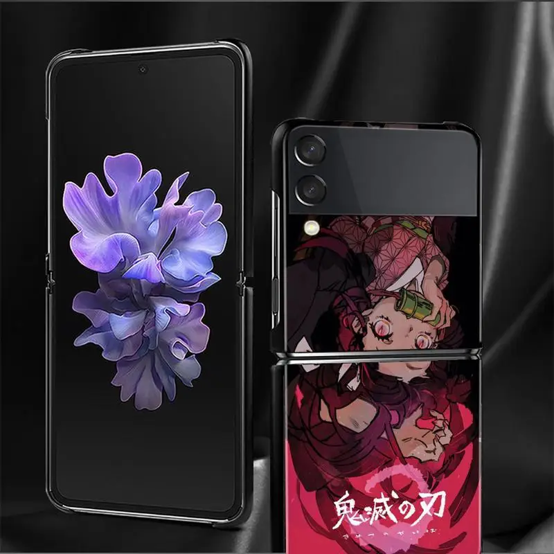 Demon Slayer Kamado Nezuko Художествен Калъф За Samsung Galaxy Z Flip 4 Z Flip3 5G Калъф за Galaxy Z Flip PC Hard Shell Capa Funda . ' - ' . 2