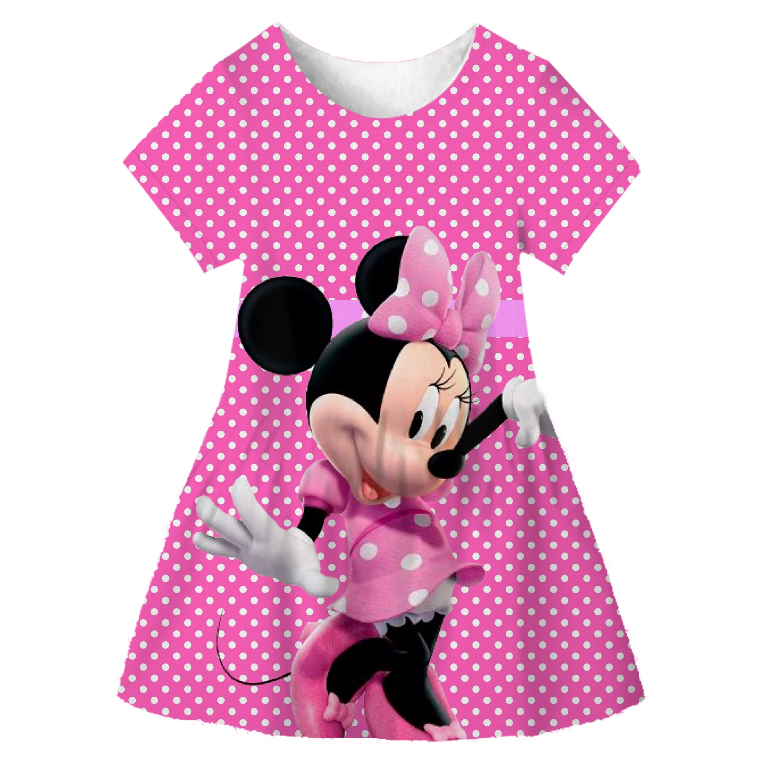 Нова Лятна рокля за Малки момичета 2023 г., Розово-червена рокля с Мини Маус за момичета, Ежедневни Модни Детски Дрехи, премяна . ' - ' . 3
