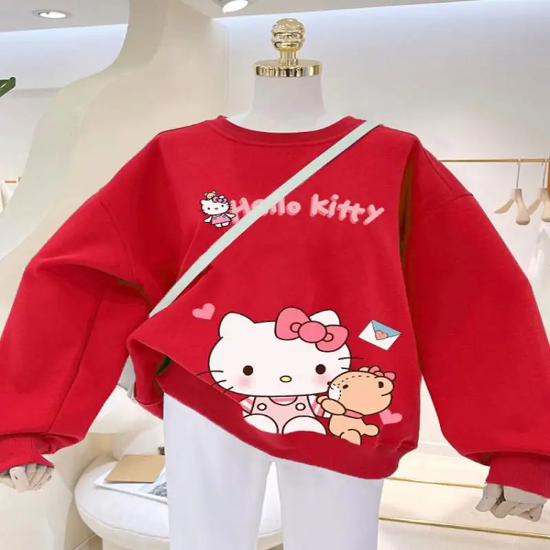 Cartoony Y2K Hellokitty, есенно-зимна hoody за родители и деца, аниме Kawai, топли върховете плюс кадифени панталони за момичета и момчета, подаръци . ' - ' . 3