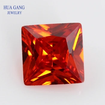 1.5x1.5 ~ 14x14 мм 5A Orange квадратна форма Принцеса Кройката CZ Камък Синтетични скъпоценни камъни Кубичен цирконий за бижута