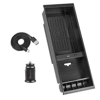 10 W QI Безжична автомобилна централна конзола, държач зарядно устройство за телефон Ford F-150 2015-2022
