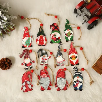 12шт Коледни декорации Джуджетата Дървени висулки Коледна украса за дома Ноел Навидад 2022 Подарък за Нова година