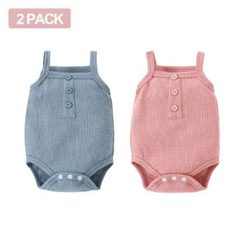 2 опаковане на детски летни дрехи за новородени момчета и момичета, обикновена трикотажни комбинезони дантела, облекло без ръкави 2023, детски дрехи