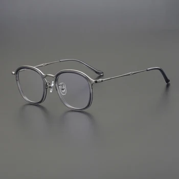 2023 г., нова титановая квадратни рамки за оптични очила, мъжки реколта ацетатные очила по рецепта, дамски модни маркови дизайнерски очила