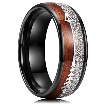 2024 Модни пръстени от неръждаема стомана с дървена стрелка за мъже, аксесоари, подарък на баща ми на годишнина от годеж, 8 мм Реколта мъжки пръстен