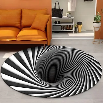 3D кръг творчески килим home stereo vision, подложка за пода в спалнята, дневната, холна маса, диван, нескользящий цветна подложка за виене на свят