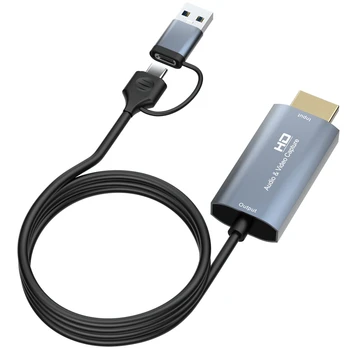 4K-съвместими с USB-карта за улавяне на type-C +, карта за запис на видео в реално време за компютърни игри 1080P, 1.8 М