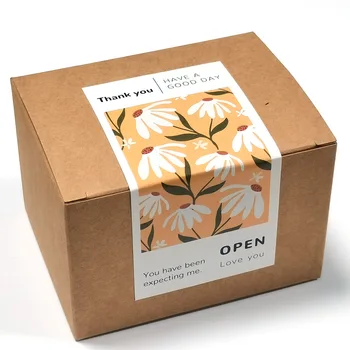 50 бр. /опаковане. Цветя, етикети с благодарност, 5x10 см, самозалепващи уплътнителни етикети за малкия бизнес, подарък кутия, за украса на опаковка торта