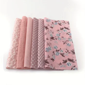 6шт (25 см /9.8 инча) Розова и светла квадратна кърпа с принтом 