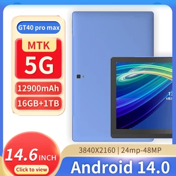 Android 14.0 14-инчов таблет 2023 New GT40 16 GB + 1 TB в Google Play с две SIM карти, GPS, WIFI, Детска офис глобалната версия