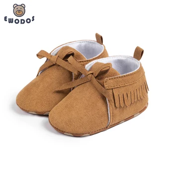 EWODOS, ежедневни обувки на равна подметка за малки момичета, детски обувки с четки, мека подметка обувки за яслите First Walker за фестивала на Baby Shower