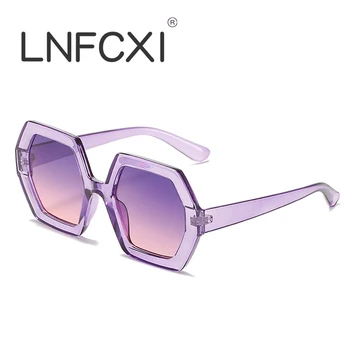 LNFCXI Лилаво градиентные Слънчеви очила, Дамски Vintage Слънчеви очила голям размер, Мъжки Маркови Дизайнерски Тенденция на цветни очила Outdoor UV400