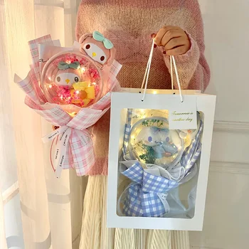 Sanrio Kawaii Cinnamoroll My Melody Плюшен Играчка Букет Цветя Скъпа Мультяшная Мека Кукла За Момичета Подаръци За Свети Валентин, За Рожден Ден