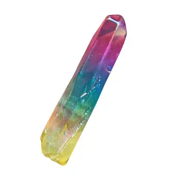 Галванична щанцоване Енергиен стълб от естествен кристал С цветен покритие Одностворчатый Натурален Нефрит Декорация от естествен кристал, Бижута АД