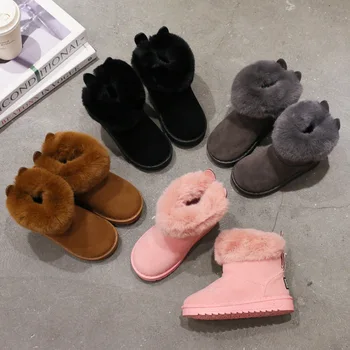 Детски обувки за момичета и момчета, руното топли зимни обувки за момичета, ботильоны, Кадифе Зимни обувки Sapato, Памучен Детски обувки за момичета