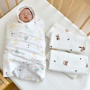 Детско пеленальное одеяло, высокоабсорбирующее одеало за душата, Памучни кърпи с принтом, детско лятно кърпи за баня, пухени за прием на новородени