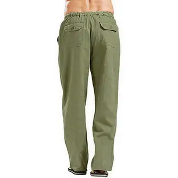 Дишащи мъжки панталони Дишащи спортни панталони за мъже с еластичен колан и джобове дантела прозорци Дълги панталони с широки штанинами в тънък стил