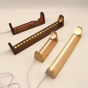 Дървена U-образна рамка, led поставка за лампа с USB-кабел, лесна за 3D акрилни дъски, лека нощ 