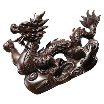 Дървена Фигурка на Дракон Ръчно изработени 2024 Китайската Нова Година Статуя на Дракон 12 см фън шуй Зодиакални Дракон Скулптура Животински Модел Късмет
