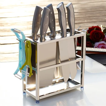 Държач за нож от дебела неръждаема стомана Ресторант Бар Домашна Кухненска Поставка за ножовете-готвач Сантоку Японска секира За съхранение на ножове Рафтове