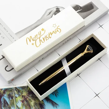 За опаковане на Коледа, подарък Луксозна кутия метална химикалка химикалка с кристали и диаманти, диамантен пръстен за сватбен подарък в офис, роликовая дръжка с безплатен потребителски лого