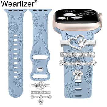 Каишка Wearlizer с цветен надпис под формата на Глухарче за Apple Watch с Декоративни Висулки 41 мм 40 мм, 38 мм, 9 8 7 SE 6 5 4 3 2 1 Женски Каишка