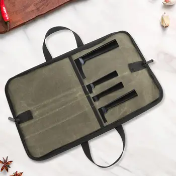 Калъф за съхранение на ножове готвач, компактен хвърляне на ножове майстор-готвач от вощеного платно с джоб с цип, издръжлив 4-слотный нож за пътуване за готвачи