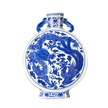 Керамична ваза Цзиндэчжэнь Орнаменти във формата на дракон и Феникс Класическата украса на хола времето на династиите Мин и Цин