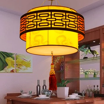 Китайската полилей лампа от овча кожа, хол с трапезария и антични лампи обработка на тъкани кабинет хотел teahouse полилей